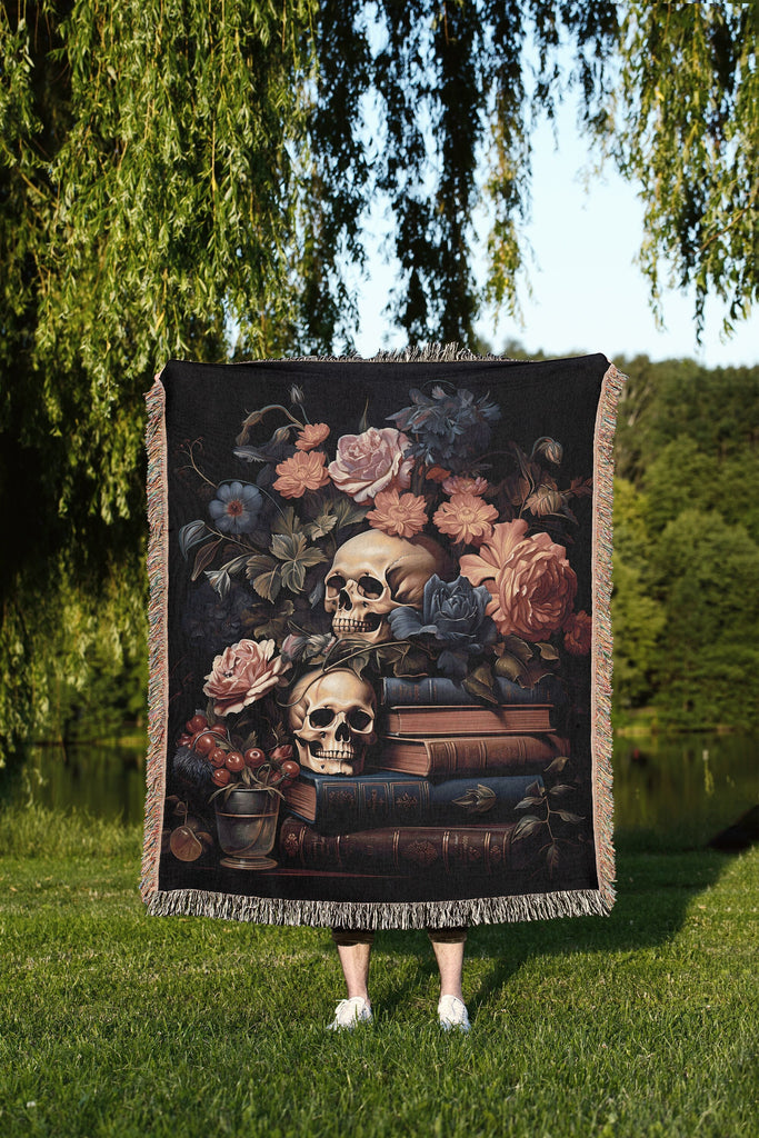 Botanical Skulls Throw Blanket: